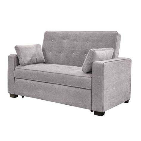 Serta Tina Convertible Sofa Full In Light Grey Polyester Saagsfs2bu3143