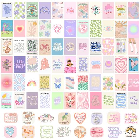Buy Gensteuo 70pcs Danish Pastel Wall Collage Kit Aesthetic Pictures