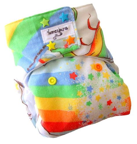 Rainbow Brite One Size Cloth Diaper With Pul Star Snaps Etsy Cloth