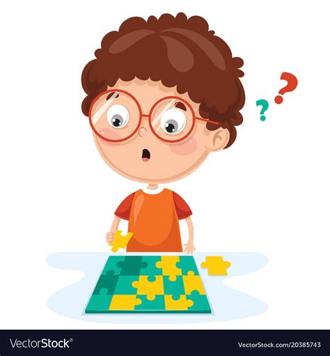 Kid Playing Puzzle Royalty Free Vector Image Vectorstock