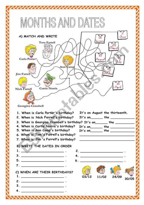 Months And Ordinal Numbers Worksheet
