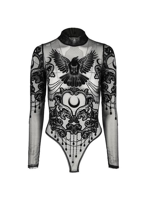 restyle gothic raven mesh bodysuit attitude clothing