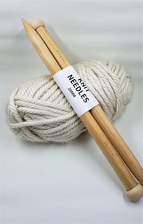 Jumbo Straight Wooden Knitting Needles 25 And 20mm Etsy