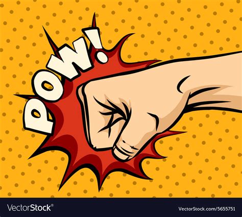 fist hitting fist punching in pop art style vector image