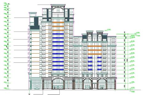 High Rise Apartment Traditional Elevation Autocad File Cadbull