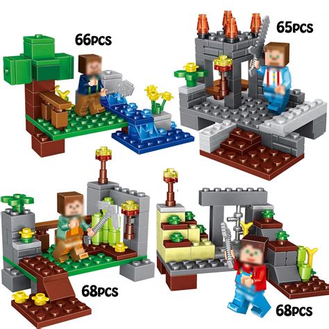 267pcs 4 In 1 Town Group My World Compatible Legoed Minecraft Building