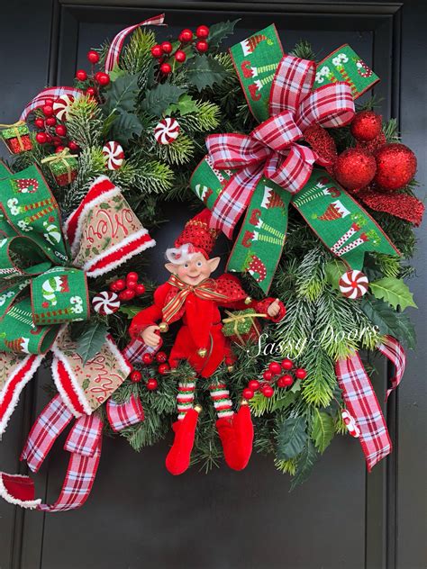 Elf Wreath, Christmas Wreath, Whimsical Wreath, Elf Front Door Wreath, Elf Christmas Wreath ...
