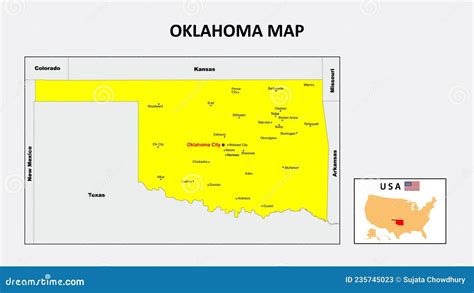 Oklahoma Map State And District Map Of Oklahoma Stock Vector