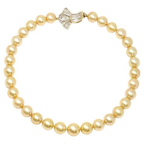 Handh Australian South Sea Baroque Pearl Necklace With 18 Karat Gold Diamond Clasp At 1stdibs