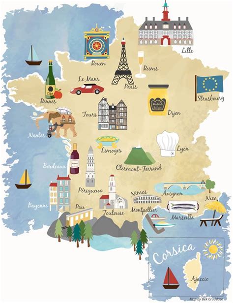 Cities Of France Map France Map Illustrated Map French Regions
