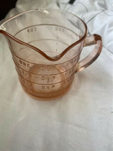 Kelloggs Pink Depression Glass Measuring Cup Vtg Hazel Atlas Spout