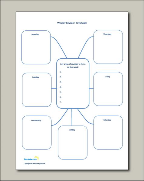Revision Timetable Template Online Free Gcse Blank Printable