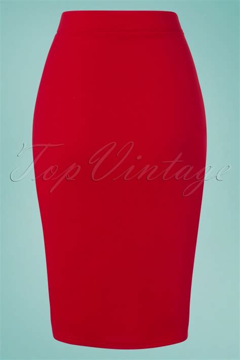 50s Ginny Pencil Skirt In Lipstick Red