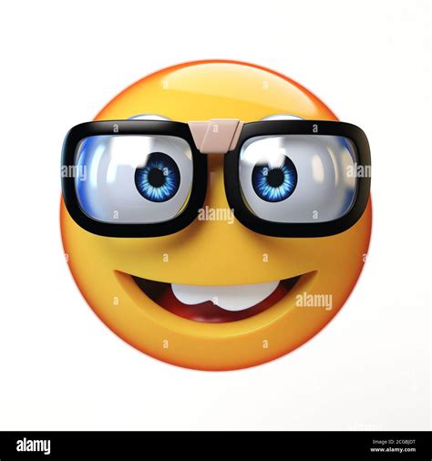 Nerd Emoji Isolated On White Background Emoticon With Glasses 3d