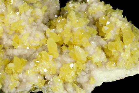 55 Lustrous Sulfur Crystals On Sparkling Calcite Poland 175410
