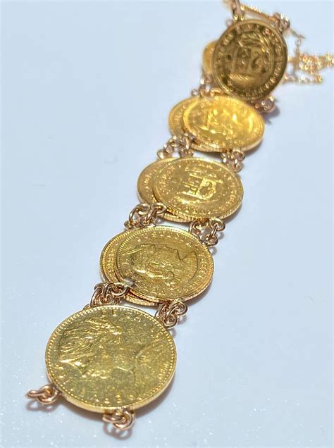 22k Solid Gold Coin Bracelet 1920 22k Gold Libra Coin Vintage Etsy