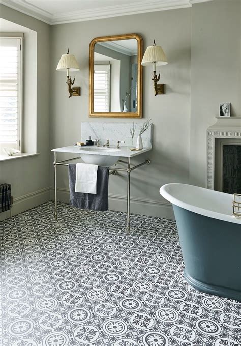 Vinyl is an ideal option for a bathroom flooring. Fake It With Patterned Vinyl Floor Tiles (With images ...