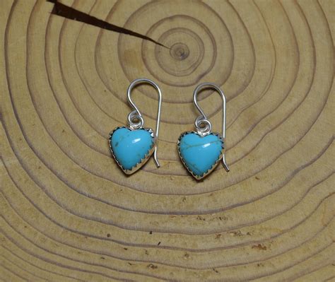 Silver Turquoise Heart Drop Earrings