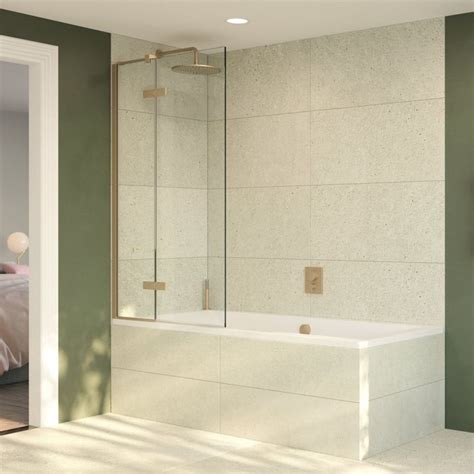 Crosswater Optix 10 180° Hinged With Inline Panel Brushed Brass Right