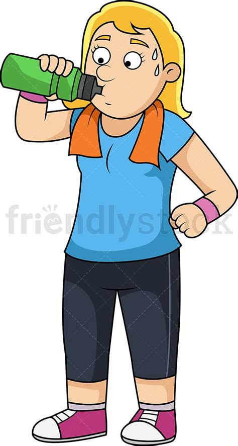 Woman Drinking Water After Exercise Cartoon Vector Clipart Friendlystock