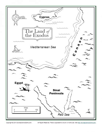 The Land Of The Exodus Bible Coloring Map Childrens Bible Activities