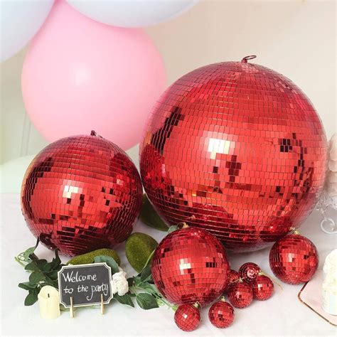 20 Wide Large Red Glass Hanging Party Disco Mirror Ball Etsy