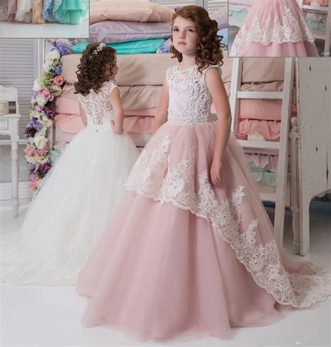 Lace Arabic Pink Blush 2017 Flower Girl Dresses For