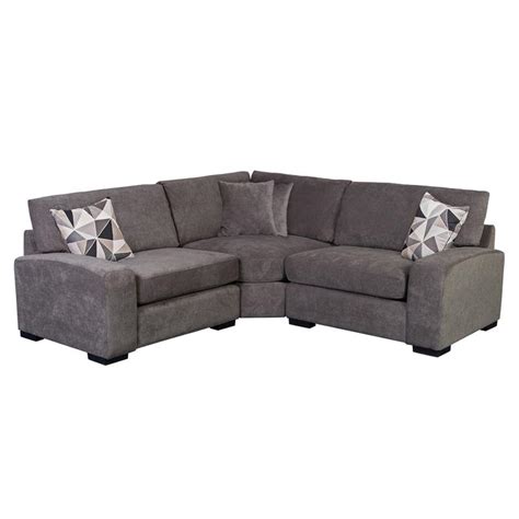 Clayton Soft Microfiber 3 Piece Sectional Charcoal Gray