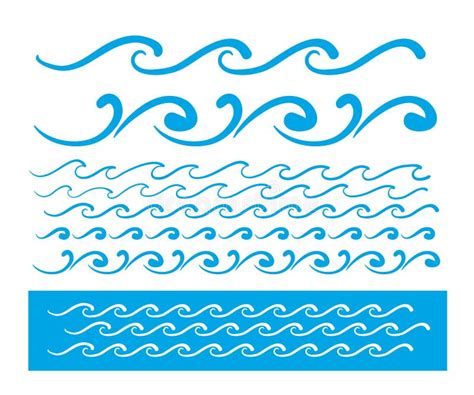 Seamless Vector Blue Wave Line Pattern Stock Vector Illustration Of