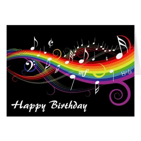Download and print 'happy birthday' free beginner piano sheet music. Rainbow White Music Notes Happy Birthday Card | Zazzle