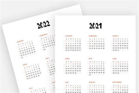 2021 2022 Diseño De Calendario Mínimo Semana Incluir Etsy