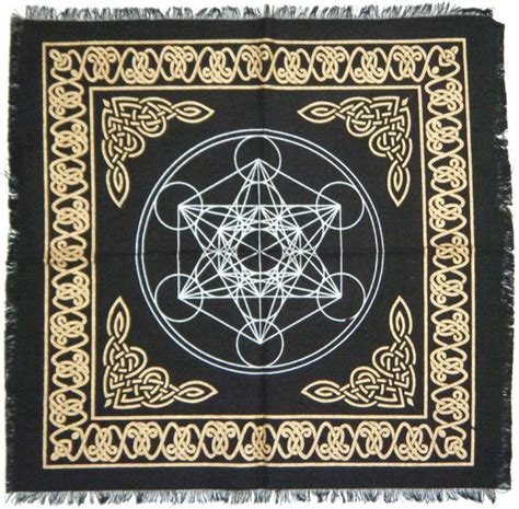 Black And Gold Metatrons Cube Altar Cloth 18″x18″ El 9 Shop
