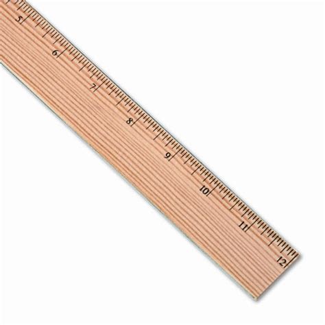 Flat Wood Ruler Wdouble Metal Edge 12 Clear Lacquer Finish