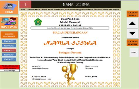 Yang telah berprestasi dalam kejuaraan futsal smp se derajat tingkat dki jakarta tahun 2012 pada :hari dan tanggal : Aplikasi Cetak Piagam Penghargaan Juara Kelas Otomatis ...