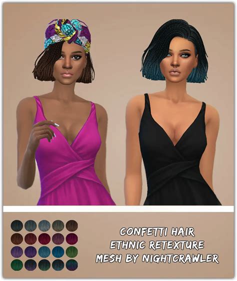 Simsworkshop Confetti Hair Retextured By Ethnic Sims 4 Hairs