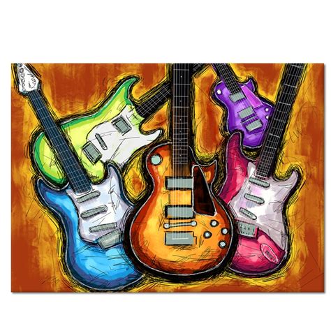 Abstract Guitar Painting Music Wall Art Picture Print On