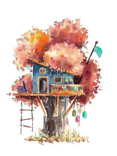 Tree House 2 Watercolor Paintings For Beginners Watercolor Art Lessons