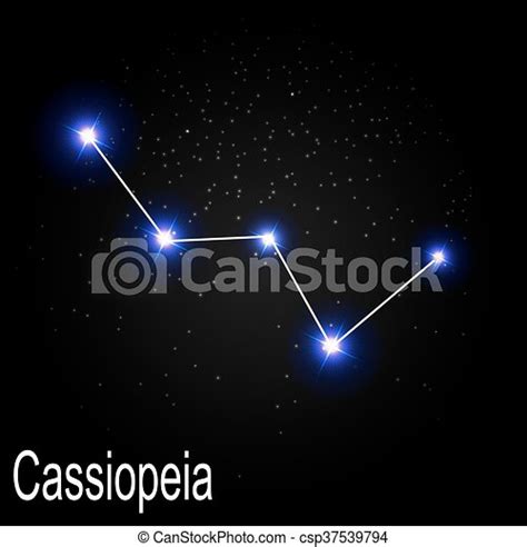 Cassiopeia Constellation With Beautiful Bright Stars On The Background