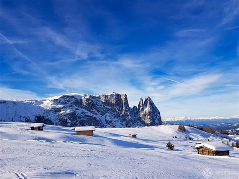 The Dolomites In Winter Skiing In The Alpe Di Siusi In Italy A