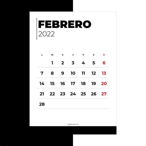 📆 Calendario Febrero 2022 Pdf Gratis Para Imprimir