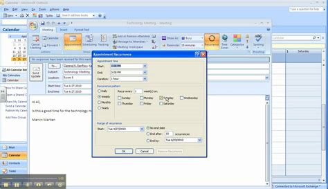Setting Up A Recurring Meeting In Ms Outlook 2007 Youtube