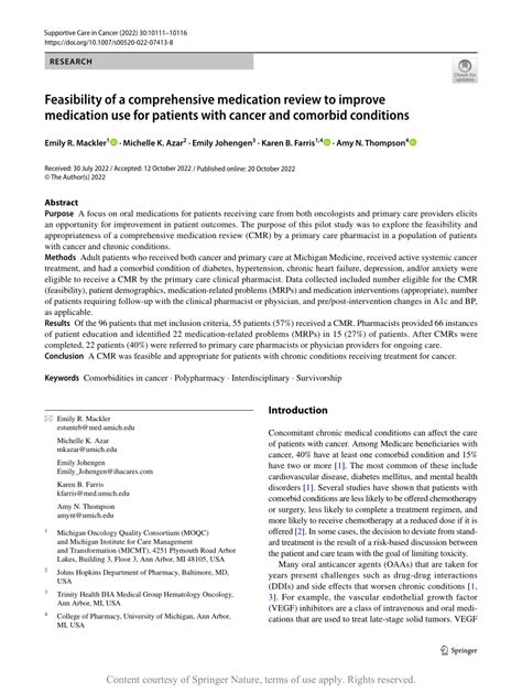 pdf feasibility of a comprehensive medication review to improve medication use for patients