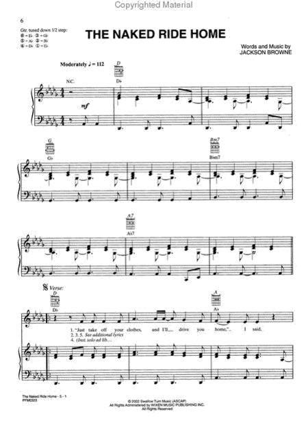 Jackson Browne The Naked Ride Home Piano Vocal Chords Sheet Music Song
