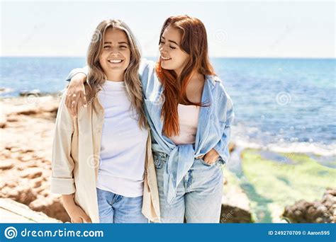 Young Lesbian Couple Of Two Women In Love At The Beach Stock Image Image Of Friends Couple