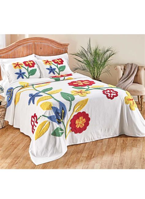 Multi Floral Chenille Bedspread