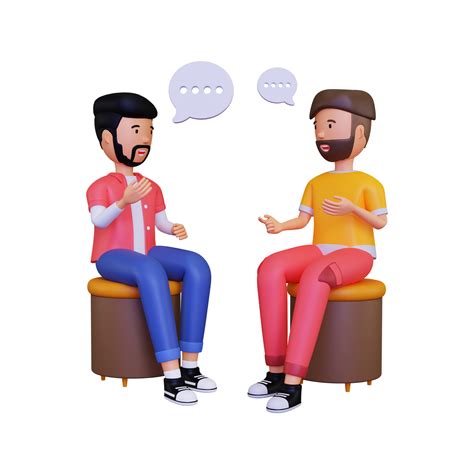 3d Two Man Are Sitting While Having A Conversation 10872137 Png