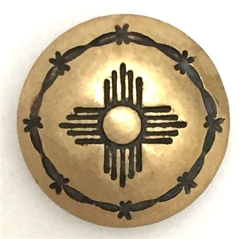 Southwest Zia Sun Symbol Brass With Barbed Wire 58 Sw 44