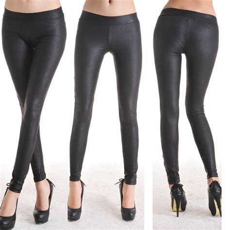 2017 imitation leather pants sexy women s low waist trousers render pants 1123 abdomen stretch