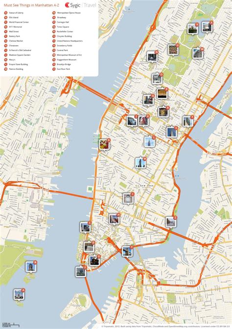 Nyc Tourist Map New York City Sehenswürdigkeiten Karte New York Usa