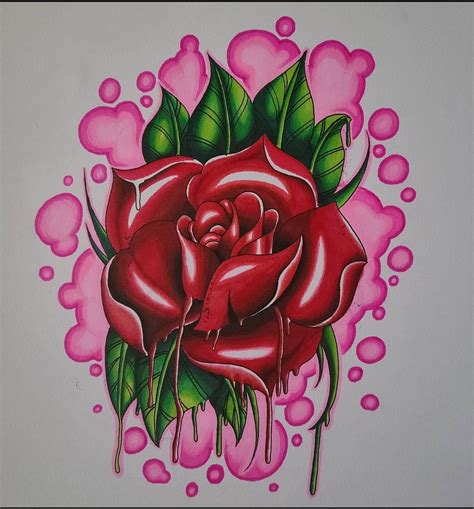 Custom Alcohol Markers Drawing Dripping Rose In 2023 Flower Drawing Design Easy Flower
